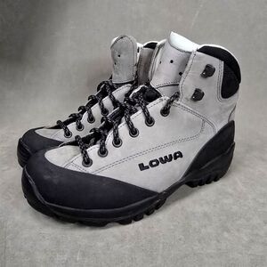 Lowa Made in Germany Gray Suede Hiking Boots Vibram Soles  US 6.5